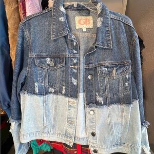 Gianni Bini Distressed Denim Jacket size: L